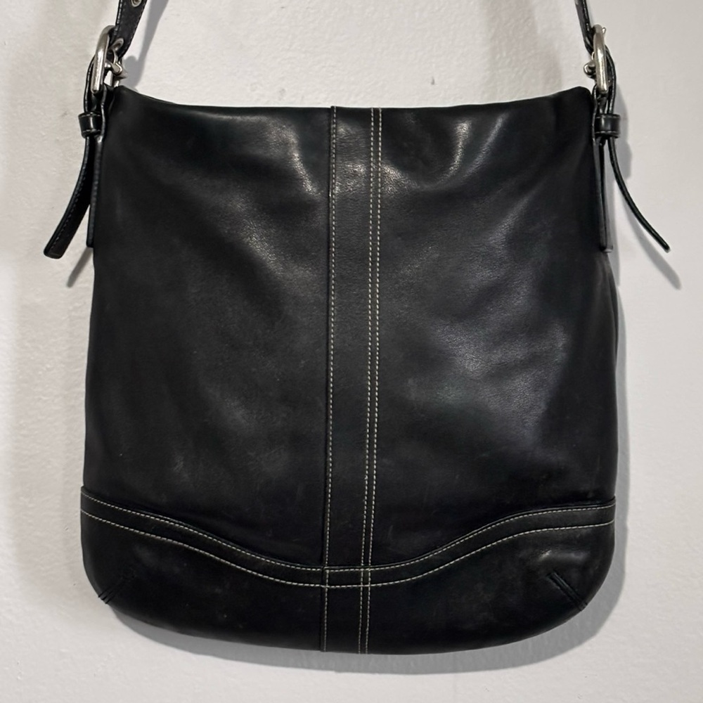 Vtg Coach Genuine Leather Crossbody/ Shoulder‎ Bag Black F10937 - Picture 3 of 12